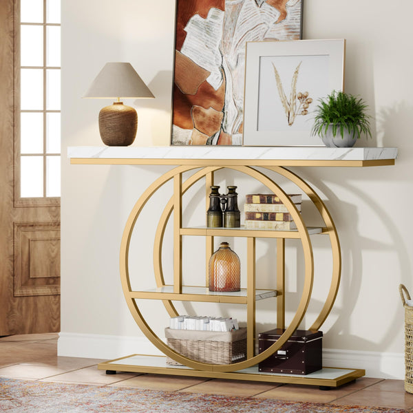 41.3" 4-Tier Console Table with Circle Base