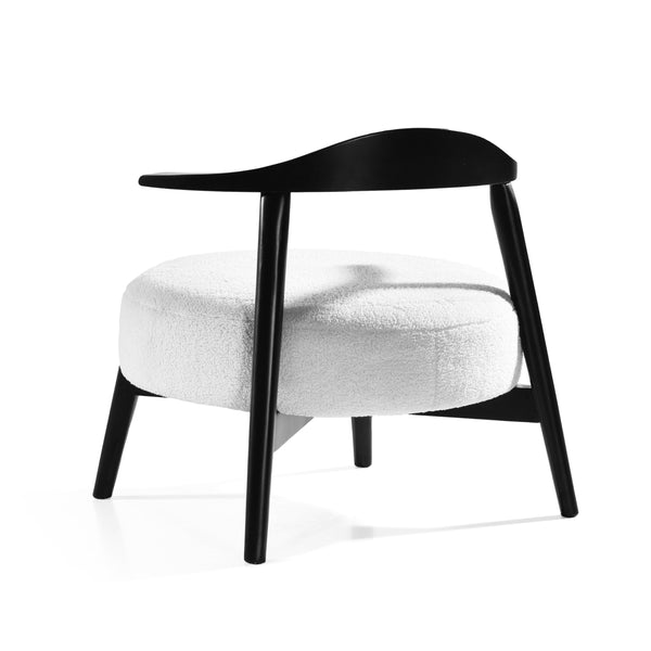 Wishbone Back Accent Chair – Bouclé Fabric, Birch Wood Legs