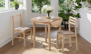 3-Piece Drop Leaf Dining Set with Cushioned Chairs