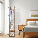 Freestanding Rotary Coat Rack with Shelves & Hooks