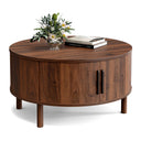 Round Coffee Table with Sliding Doors