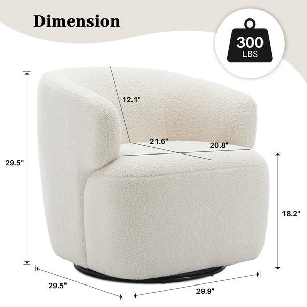 360° Swivel Barrel Accent Chair – Boucle Upholstered