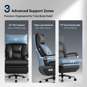 Dual Motor Electric Executive Office Chair with Footrest