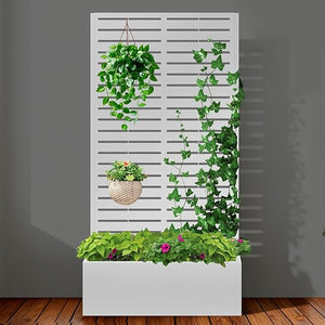 Metal Raised Garden Bed with Trellis & Privacy Screen