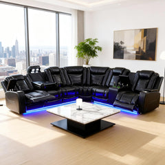 Power Reclining Sectional Sofa with LED Lights & Storage