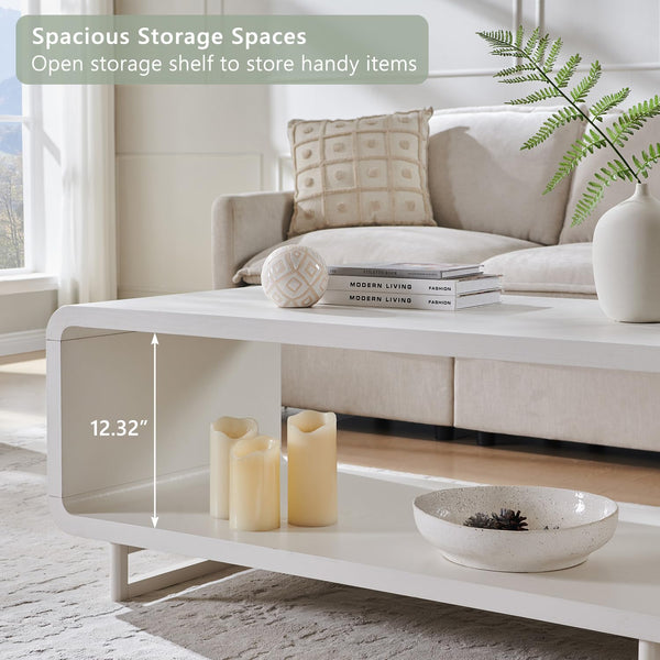 48" 2-Tier Coffee Table with Storage Shelf