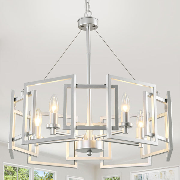 Modern Geometric Chandelier 5-Light Metal Pendant Light