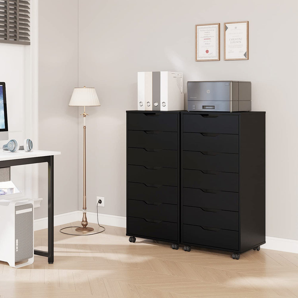 7-Drawer Mobile File Cabinet with Locking Wheels