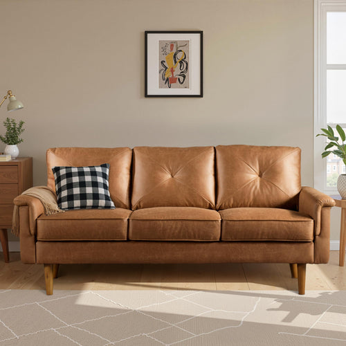 3-Seater Faux Leather Sofa