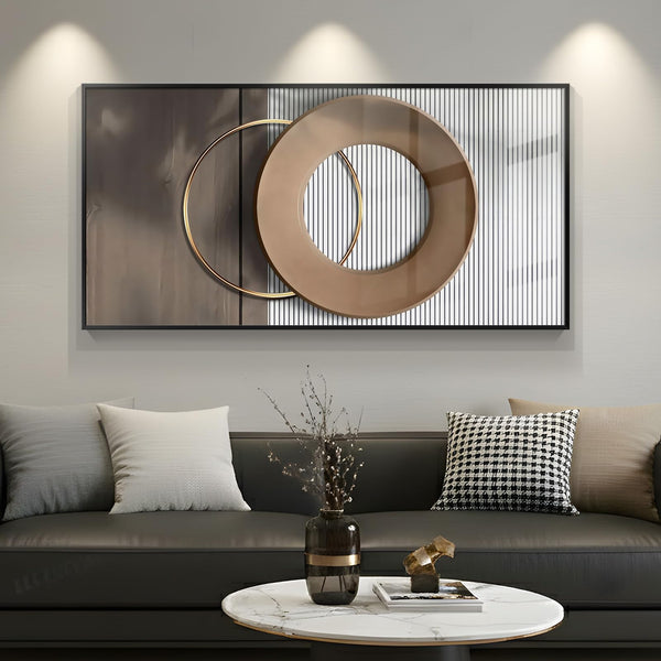Large Framed Abstract Wall Art – 28x57 Inch Geometric Canvas Print