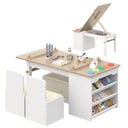 Kids 3-in-1 Art Table and Chair Set with Easel, Storage & Paper Roll