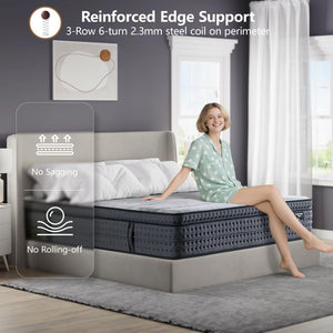 14-Inch Euro Top Hybrid Mattress – Gel Memory Foam & Pocket Springs