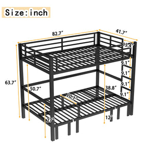 Twin XL Over Twin XL Futon Bunk Bed with Sofa