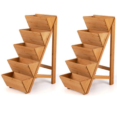 5-Tier Wooden Vertical Raised Garden Bed Set of 2