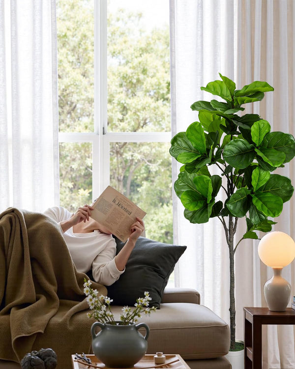 6ft Artificial Fiddle Leaf Fig Tree with Planter