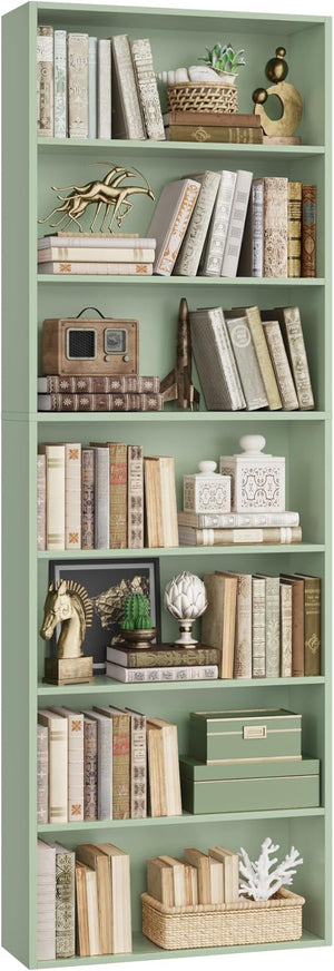 7-Tier Tall Bookshelf – Open Shelves Freestanding Bookcase