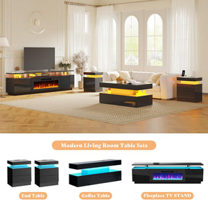 5-Piece Modern Living Room Furniture Set with Electric Fireplace TV Stand