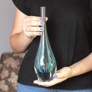 Hand Blown Glass Vase Tall Boho Art Glass Murano Style