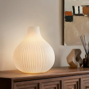 Ceramic Table Lamp – Dimmable, White Translucent Shade with Warm Ambient Lighting