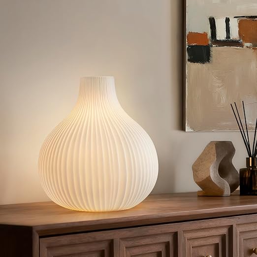 Ceramic Table Lamp – Dimmable, White Translucent Shade with Warm Ambient Lighting