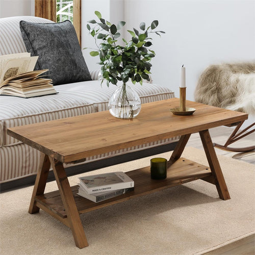 2-Tier Solid Wood Farmhouse Coffee Table