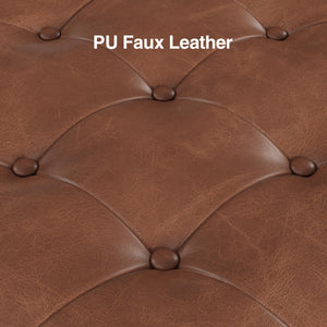60" Upholstered Storage Ottoman Bench with Tufted Faux Leather & Nailhead Trim