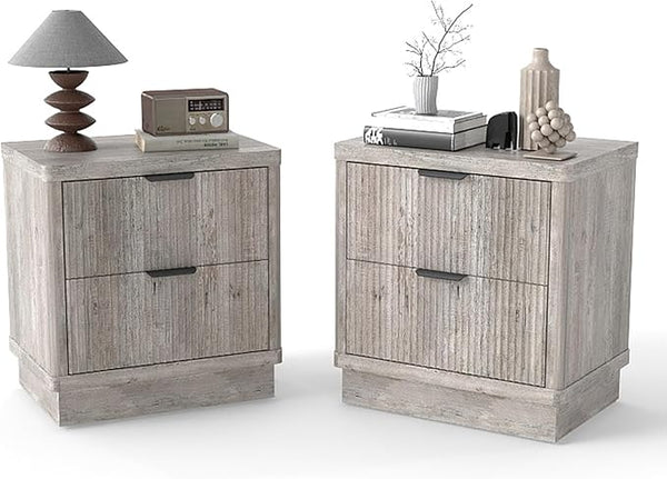 Modern 2-Drawer Nightstand with Curved Edges