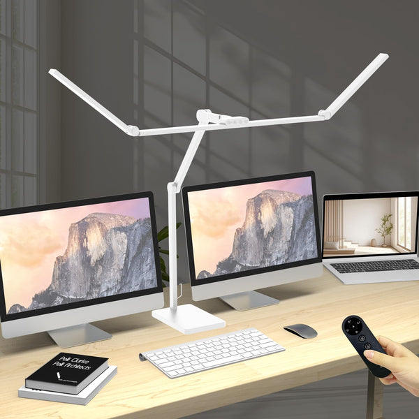 36W Ultra-Wide LED Desk Lamp with Base, Adjustable Swing Arm & Remote