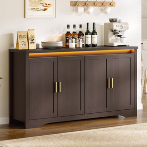 60" Sideboard Buffet Cabinet with LED Light & Power Outlets