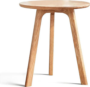 Solid Oak Round Side Table & Nightstand