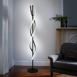 Modern Spiral LED Floor Lamp with Remote Control – 30W Dimmable, 3 Color Temperatures, 53 Inch