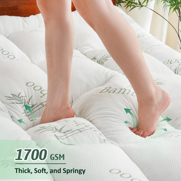 3 Inch Cooling Mattress Topper with Bamboo Viscose Cover & Memory Foam Fill