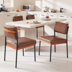 Upholstered Faux Leather Dining Chairs with Metal Legs