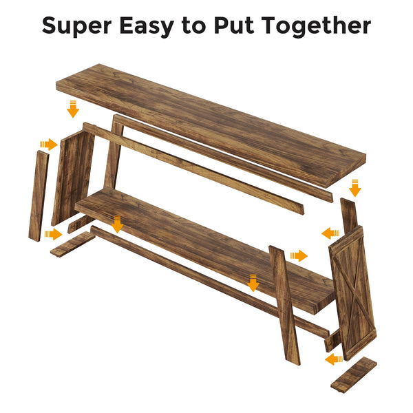 70.9" Farmhouse Console Table with 2-Tier Storage