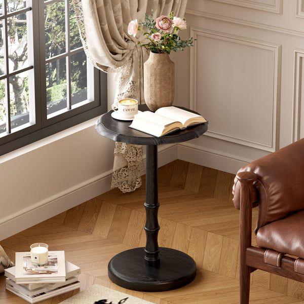 Solid Wood Round Pedestal Side Table