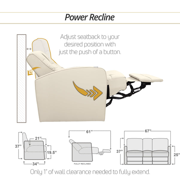 RV Double Recliner Sofa with Heat & Massage