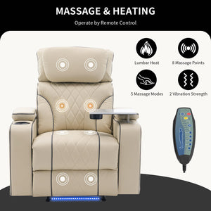 Electric Power Recliner Chair with Massage, Heating & Cooling Cup Holder
