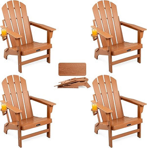 Folding Adirondack Chair – HDPE, All-Weather, with Cup Holder
