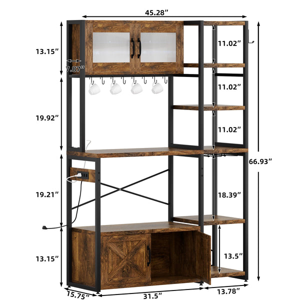 5-Tier Baker's Rack with Storage Cabinets, Power Outlet & LED Light
