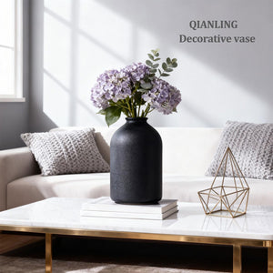 Black Ceramic Vase – Matte Finish, 8.6" Tall
