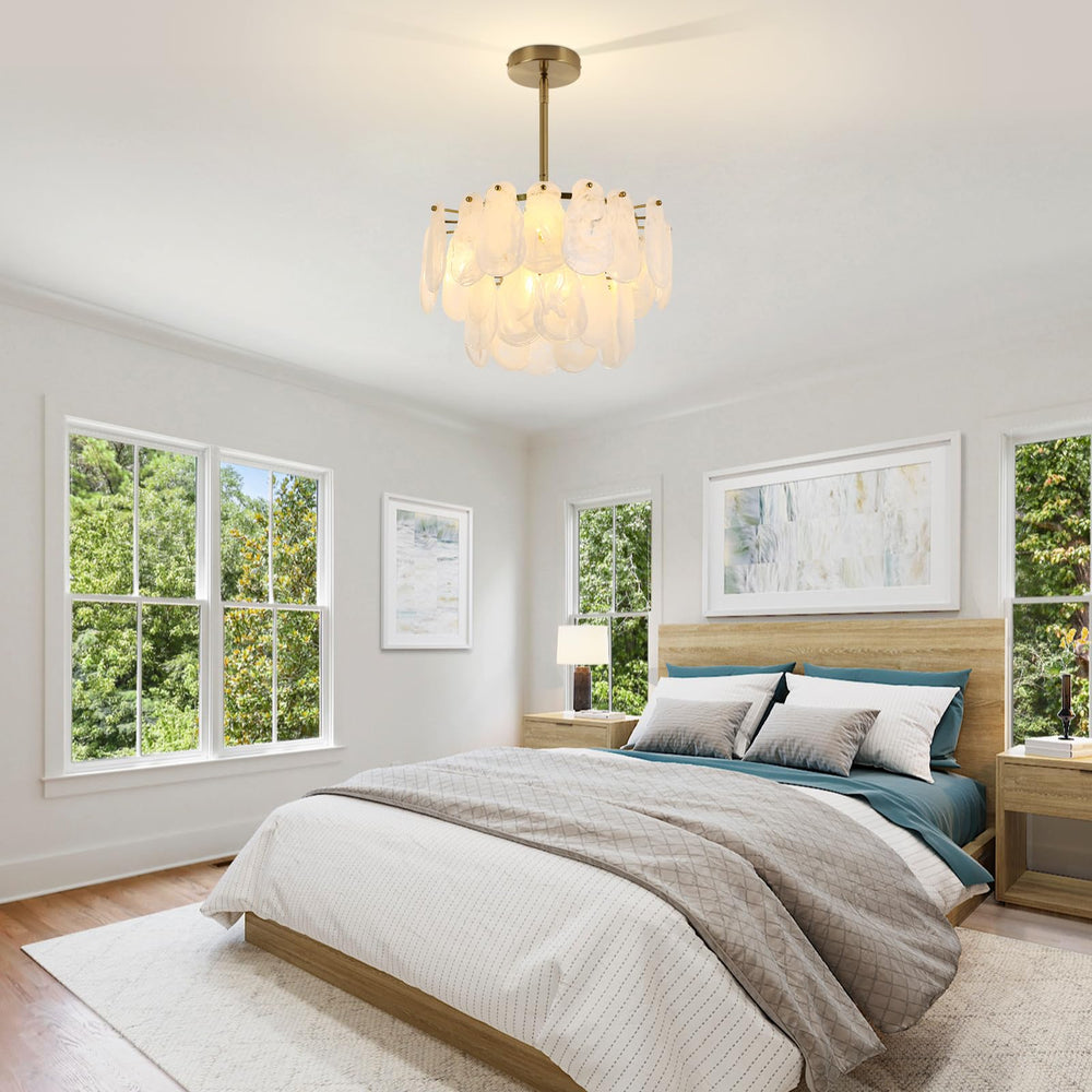Cloud Glass Chandelier – Gold Modern Ceiling Light Fixture