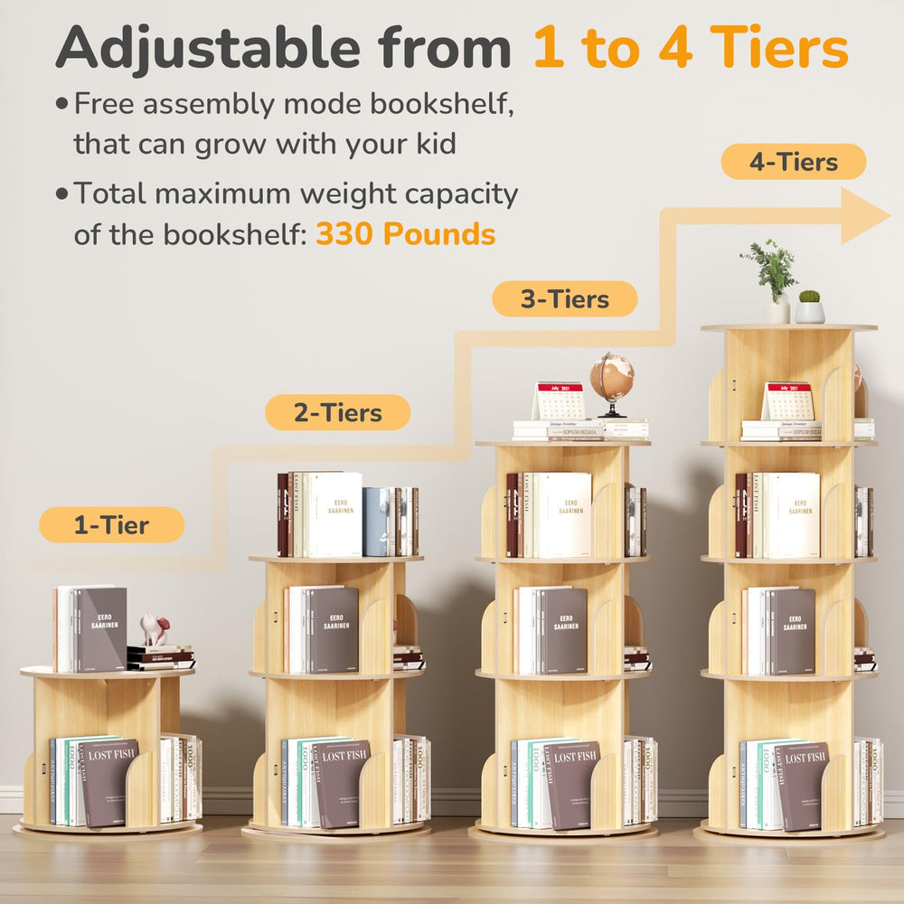 360° Rotating Bookshelf Tower