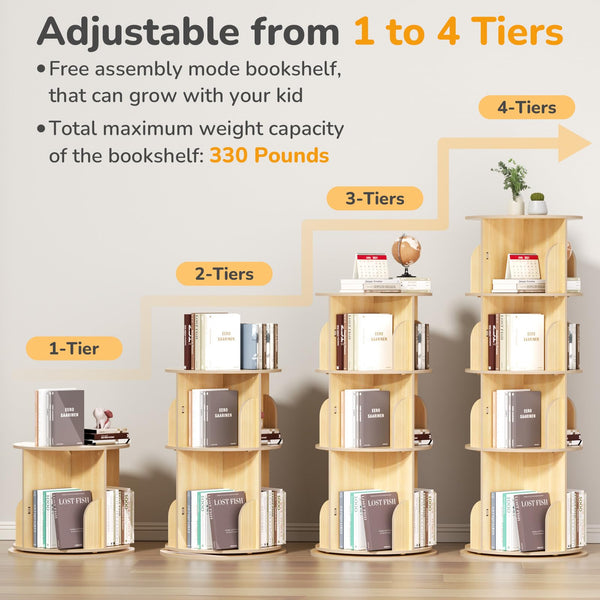 360° Rotating Bookshelf Tower