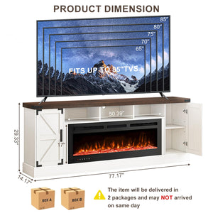 77" Fireplace TV Stand with 50" Electric Fireplace for TVs up to 85"