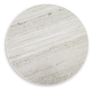 Round Marble Top Accent End Table with Wood Legs