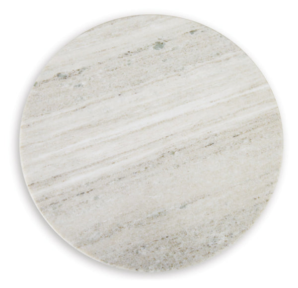 Round Marble Top Accent End Table with Wood Legs