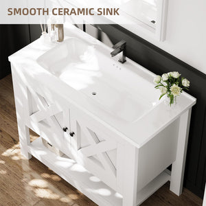 36-Inch Farmhouse Bathroom Vanity with Ceramic Sink