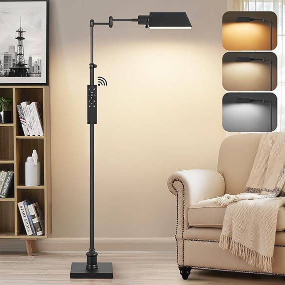 Height Adjustable Pharmacy Floor Lamp with Swing Arm