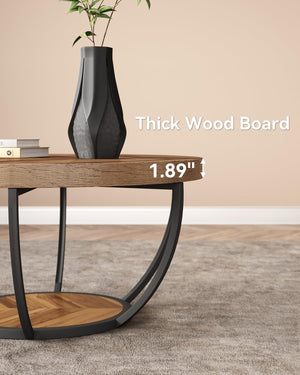 Round 2-Tier Coffee Table with Open Storage, 32 Inch