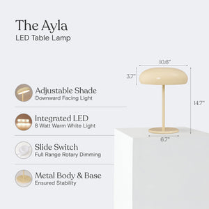 Ayla Globe Table Lamp — Dimmable LED, Metal Dome Shade